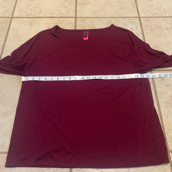 La Senza Burgundy 3/4 Sleeve Tee - Lounge/Casual Top, Size L - Picture 3 of 6